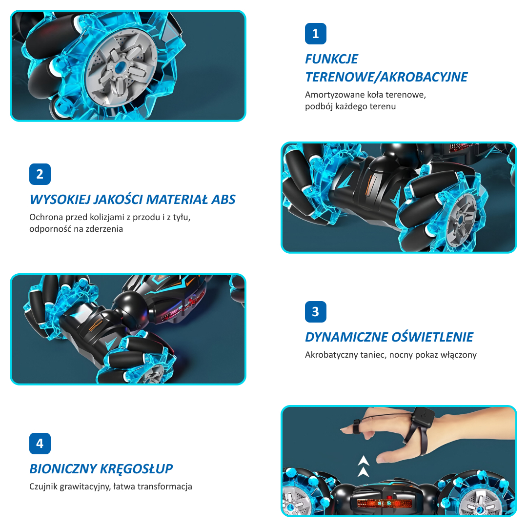 Tekix™ - Samochód RC do akrobacji sterowany gestami