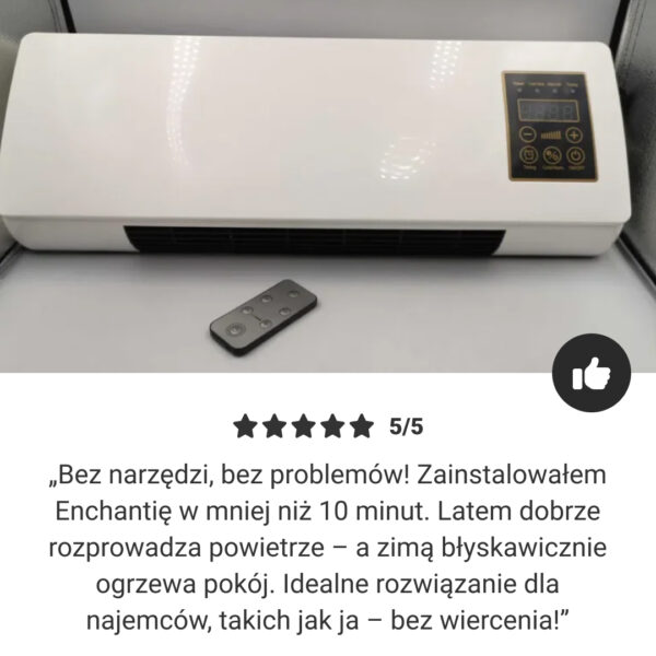 Enchantia – Wentylator z funkcją ogrzewania i wentylacji, montaż bez narzędzi