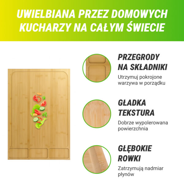 BambooCraft™ -  Duża deska do krojenia z bambusa z odłączanymi nogami