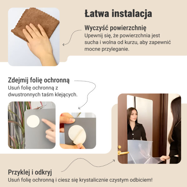 MirrorFlex™ elastyczne lustro akrylowe samoprzylepne 120 x 40 cm