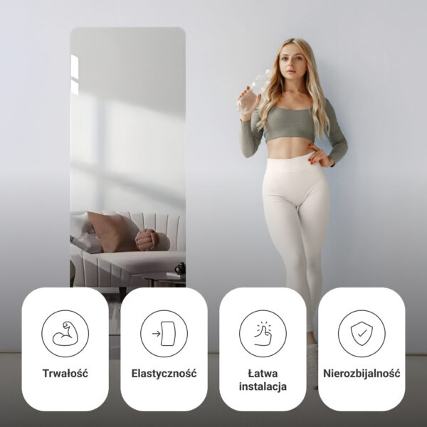 MirrorFlex™ elastyczne lustro akrylowe samoprzylepne 120 x 40 cm