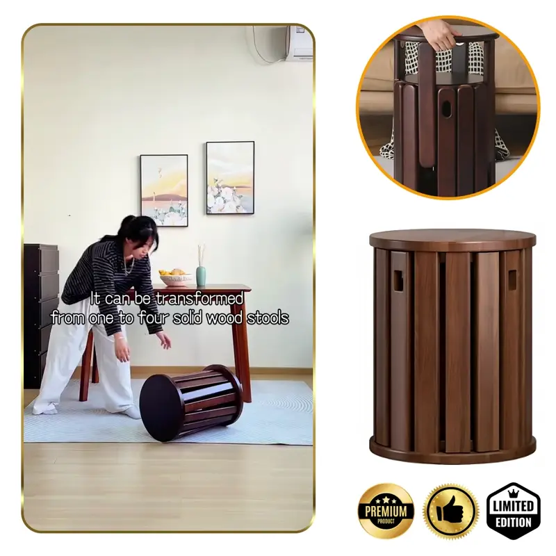 Quado™ - Wielofunkcyjny stolik 4-w-1 z taboretami z litego drewna