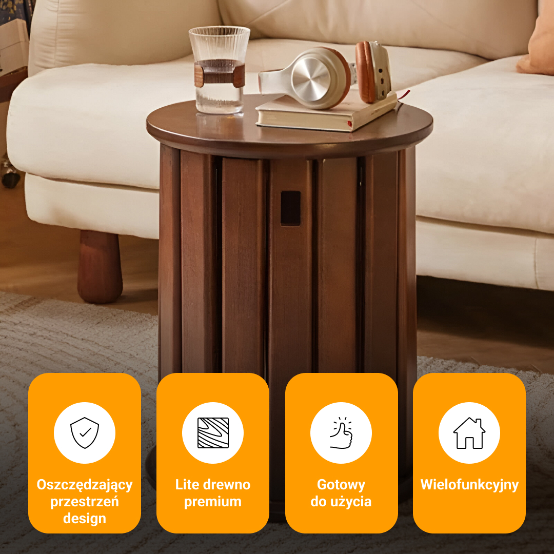 Quado™ - Wielofunkcyjny stolik 4-w-1 z taboretami z litego drewna