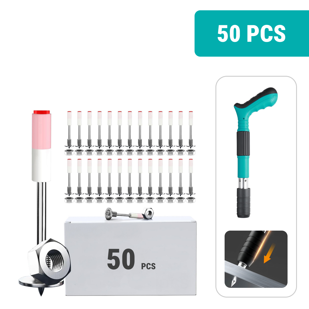 Gwoździe do RIVETSLAMMER™ – 50 szt. gwintowanych stalowych gwoździ do betonu, okrągły kształt 7,3 mm