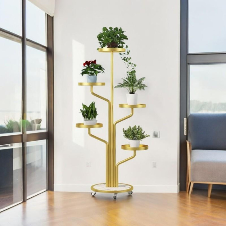 Floro™ - Elegancki stojak na kwiaty 5-poziomowy z kółkami