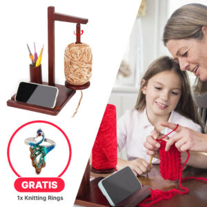 Domaro™ - Drewniany stojak na włóczkę z wielofunkcyjną podstawką + GRATIS pierścionek szydełkowy